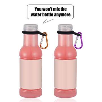 5 Sets Silicone Water Bottle Carrier with 5 Pieces Keychain Clip Key Ring Clip for Outdoor Activities or Daily Use (Black, Silver, Yellow, Purple and Green)