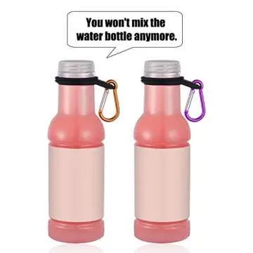 5 Sets Silicone Water Bottle Carrier with 5 Pieces Keychain Clip Key Ring Clip for Outdoor Activities or Daily Use (Black, Silver, Yellow, Purple and Green)