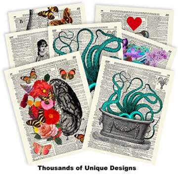 Anatomy Organs (4 Piece Set), Vintage Dictionary Art Print, Wall Art For Home Decor, Wall Decor for Doctor Nurse Office 8x10 Inches, Unframed