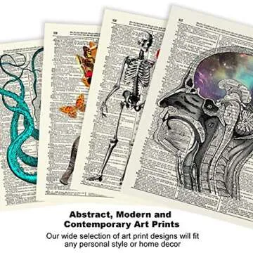 Anatomy Organs (4 Piece Set), Vintage Dictionary Art Print, Wall Art For Home Decor, Wall Decor for Doctor Nurse Office 8x10 Inches, Unframed