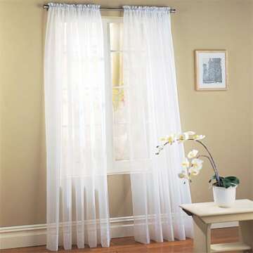 Dreamkingdom 2 PCS Solid Sheer Window Curtains - Elegant Drapes 55" W x 84" L in White