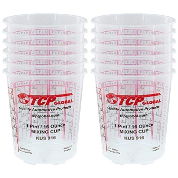 Custom Shop Paint Mixing Cups - 12 Pack, 16 Ounce with Measurement Ratios