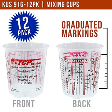 Custom Shop Paint Mixing Cups - 12 Pack, 16 Ounce with Measurements
