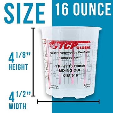 Custom Shop Paint Mixing Cups - 12 Pack, 16 Ounce with Measurements