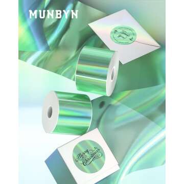 MUNBYN 2" Circle Holographic Thermal Label Stickers for Glittery Gift Wrapping