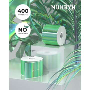 MUNBYN Holographic Thermal Label Stickers 2 Inch