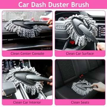 THINKWORK Pink Car Duster Interior Kit, Perfect Car Detailing Brush Kit for Cleaning Windows,Windshield,Dashboard and Air Vents Suitable for All Cars