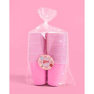 xo, Fetti Party Decorations Pink Plastic Cups - 50 Matte Disposable 16 oz Cups | Bachelorette Party, Birthday Party, Party Favors, Baby Shower Supplies