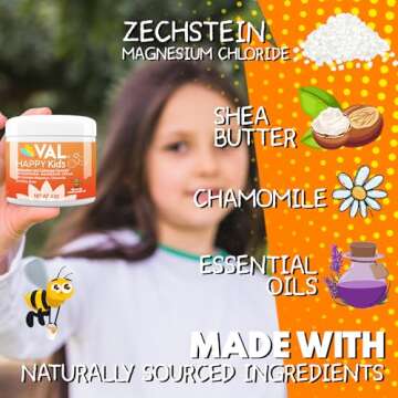 VAL Magnesium Cream for Kids | Gentle Relaxation & Mood Support with Chamomile & Essential Oils | 4o...