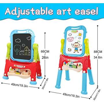 Mojitodon Easel for Kids,Rotatable Double Sided Adjustable Standing Art Easel with Painting Accessor...