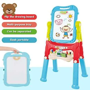 Mojitodon Adjustable Double Sided Art Easel for Kids