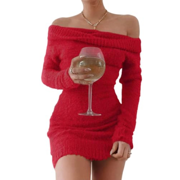 FAIRY SEASON Women's Sexy Bodycon Sweater Mini Dress