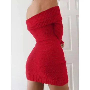 FAIRY SEASON Women's Sexy Bodycon Sweater Mini Dress