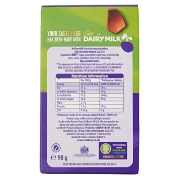 Cadbury Easter Egg 96g Premium Milk Chocolate with Buttons