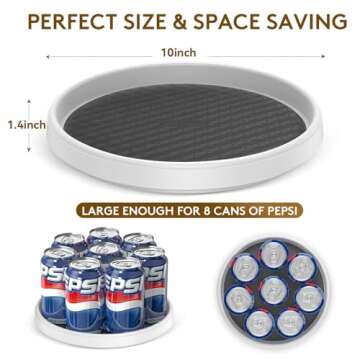 Lazy Susan Turntable 2 Pack, Non-Skid Lazy Susan Organizer 10 Inch for Cabinet, Pantry, Kitchen, Cou...