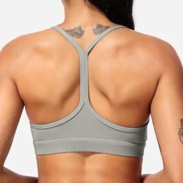 YEOREO Naomi Backless Sports Bra for Women Y Back Strappy Yoga Bra Padded Low Impact Workout Crop Tank Tops Grey M