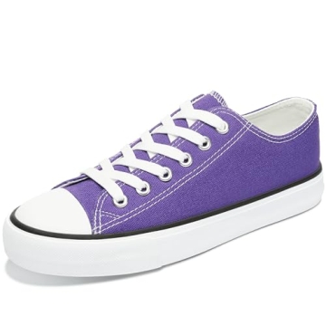Obtaom Women's Dark Purple Canvas Sneakers Comfortable Flats