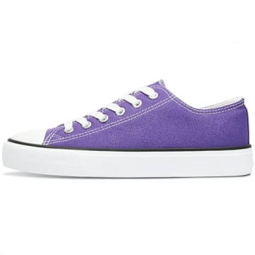 Obtaom Women's Dark Purple Canvas Sneakers Comfortable Flats