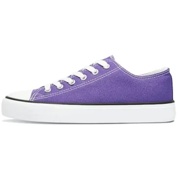 Obtaom Women's Dark Purple Canvas Sneakers Comfortable Flats