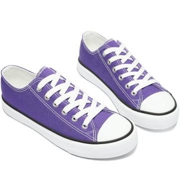 Obtaom Women's Dark Purple Canvas Sneakers Comfortable Flats