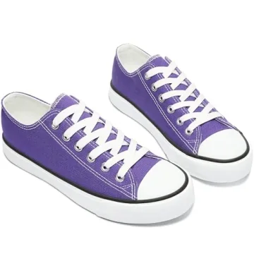 Obtaom Women's Dark Purple Canvas Sneakers Comfortable Flats