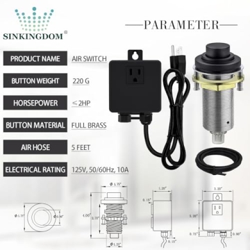SINKINGDOM Matte Black Air Switch Kit for Garbage Disposal