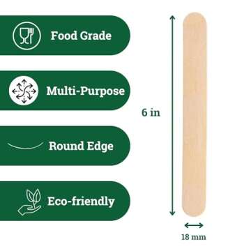 Supplika 100 Pack Jumbo Wooden Craft Sticks — 6” Natural Popsicle Sticks for Icecream Sticks, Ca...