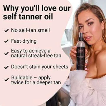 Self Tanner Oil - Natural Sunless Tanning Spray w/Hyaluronic Acid and Organic Oils, Clear Gradual Fake Tan Sprayer for Perfect Golden Glow 8.0 fl.oz