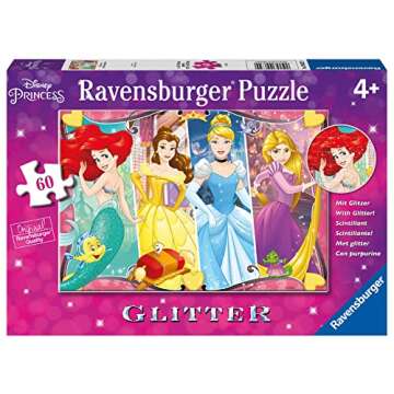 Ravensburger Disney Princess Heartsong Glitter Jigsaw Puzzle - Unique 60 Piece Puzzle for Children |...
