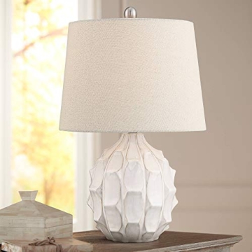 360 Lighting Ellen 21" High Sculptured Small Mid Century Modern Coastal Accent Table Lamp White Cera...