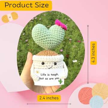 Handmade Emotional Support Crochet Cactus Gift with Card