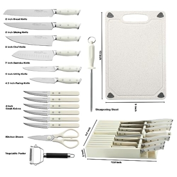 grilljoy 17PCS Premium Kitchen Knife Set with In-drawer Block