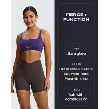 Aoxjox Venus Workout Biker Shorts for Women Cross-Waist Tummy Control High Waisted Hidden Scrunch Running Yoga Short 6" (Mulch, Small)