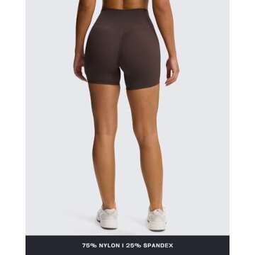 Aoxjox Venus Workout Biker Shorts for Women Cross-Waist Tummy Control High Waisted Hidden Scrunch Running Yoga Short 6" (Mulch, Small)