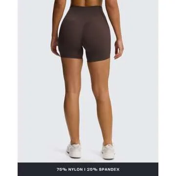 Aoxjox Venus Workout Biker Shorts for Women Cross-Waist Tummy Control High Waisted Hidden Scrunch Running Yoga Short 6" (Mulch, Small)