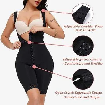 SPARSHINE Fajas Colombianas Reductoras Moldeadoras Postparto Levanta Cola Postpartum Girdle Open Bust Bodysuit For Women, Black, Medium