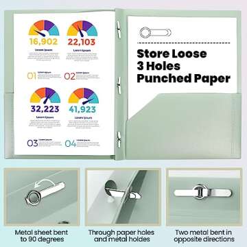 GNL Plastic Folders with Pockets and Prong, Pack of 5, Muted Pastel Colors, Heavy Duty 2 Pocket File Folders Letter Size, Folders with Prongs for School, Home, and Office