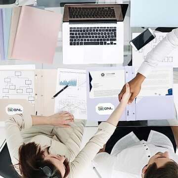 GNL Plastic Folders with Pockets and Prong, Pack of 5, Muted Pastel Colors, Heavy Duty 2 Pocket File Folders Letter Size, Folders with Prongs for School, Home, and Office