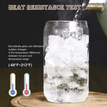 Beer Can Glass coffee cup With Bamboo Lid and glass straw. Ice Coffee Glass, Sublimation leaf printed Soda Can Cup, 16oz, Ice Tea, Drinking Cups, Cute water tumblers, wood lids, glassware.