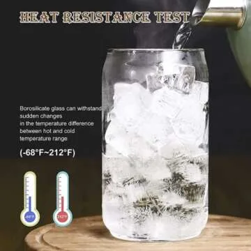 Beer Can Glass coffee cup With Bamboo Lid and glass straw. Ice Coffee Glass, Sublimation leaf printed Soda Can Cup, 16oz, Ice Tea, Drinking Cups, Cute water tumblers, wood lids, glassware.