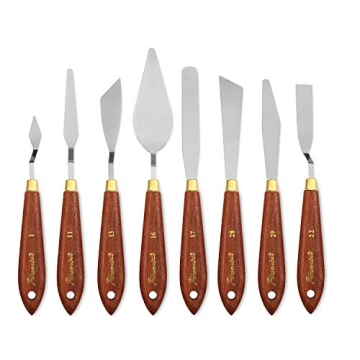 DerBlue 8pcs Stainless Steel Artists Palette Knife Set,Spatula Palette Knife Painting Mixing Scraper...