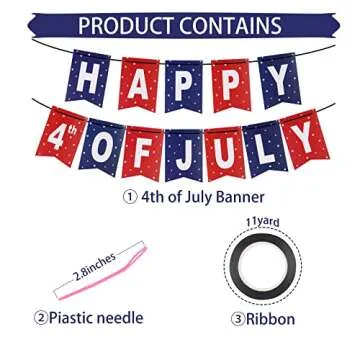 Happy 4th of July Banner - Quality Fourth of July Banner, Patriotic Banner, Independence Day Banner - Durable, Waterproof, and Reusable - Perfect for Outdoor and Indoor Celebrations. Show your