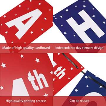 Happy 4th of July Banner - Quality Fourth of July Banner, Patriotic Banner, Independence Day Banner - Durable, Waterproof, and Reusable - Perfect for Outdoor and Indoor Celebrations. Show your