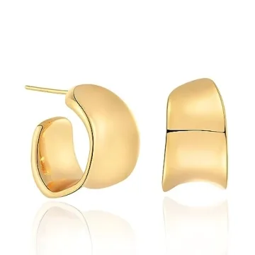 GDCOIN Chunky Earrings for Women - 14K Gold Plated Huggie Hoops for Stylish Elegance