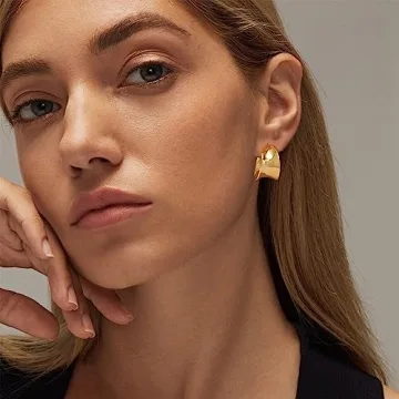 GDCOIN Chunky Earrings - Hypoallergenic 14K Gold Plated Jewelry