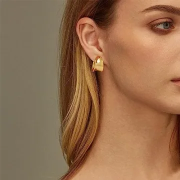 GDCOIN Chunky Earrings - Hypoallergenic 14K Gold Plated Jewelry