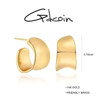GDCOIN Chunky Earrings - Hypoallergenic 14K Gold Plated Jewelry