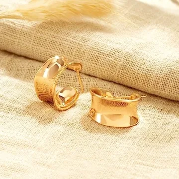 GDCOIN Chunky Earrings - Hypoallergenic 14K Gold Plated Jewelry