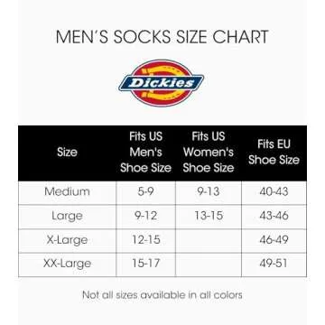 Dickies Men's Dri-Tech Moisture Control Boot-Length Socks, 6 & 12 Pairs, Sizes L-XL, Black (6 Pairs), Large