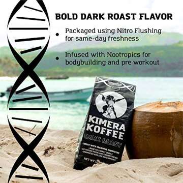Kimera Koffee Dark Roast - Organic Ground Coffee Infused with Essential Brain Vitamins Ground (12oz)